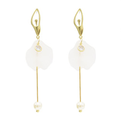 E-4708 Fashion Ballet Girl Long Pearl Zircon Drop Earrings Fringe Earrings