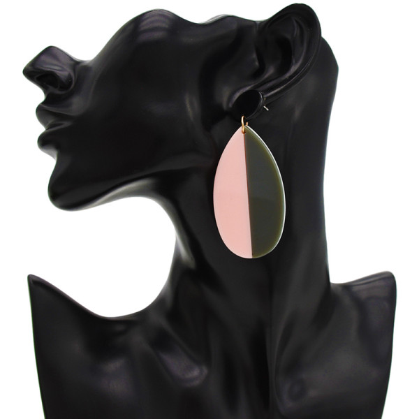 E-4711 Trendy Bohemian Style Resin Drop Double Colors Ear Stud Earrings For Women