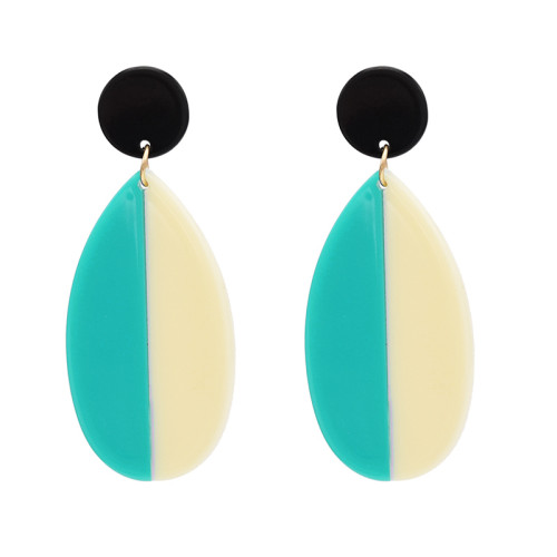 E-4711 Trendy Bohemian Style Resin Drop Double Colors Ear Stud Earrings For Women