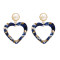 E-4710 Korean Style Gold Plated White Faux Pearl Big Acrylic Heart Drop Earrings