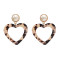 E-4710 Korean Style Gold Plated White Faux Pearl Big Acrylic Heart Drop Earrings