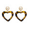 E-4710 Korean Style Gold Plated White Faux Pearl Big Acrylic Heart Drop Earrings