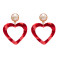 E-4710 Korean Style Gold Plated White Faux Pearl Big Acrylic Heart Drop Earrings