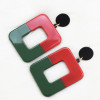 E-4715 4 Colors Square Shape Enamel Fashion Ear Studs for Fashion Women