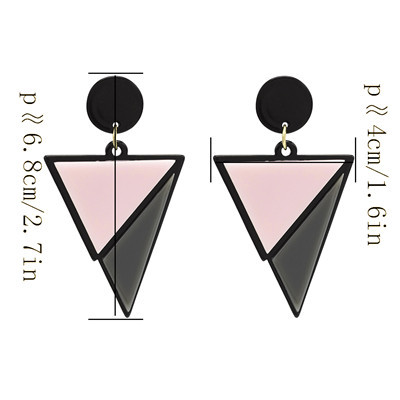 E-4714 3 Colors Trendy Triangle Color Patchwork  Acrylic Drop Earrings For Women