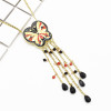 N-2586 New Cute Lovely Sweet Enamel butterfly Golden Metal beads Tassel Pendant Necklace