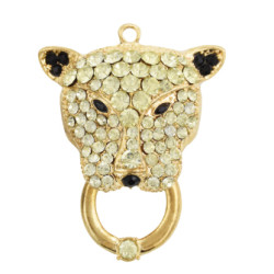 N-7080 2 Colors New Design Luxurious Pendant Necklace 81 Granules Crystal Rhinestone Puma Leopard Golden Pendant Necklaces Women Party Jewelry