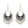 E-4724 3 Colors Bohemian Vintage Silver Enamel  Ball Tassel Dangle Earrings Jewelry Design