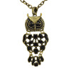 N-2554 New Coming Bronze Black Glazed Owl Pendant Necklace
