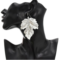 E-4721 Fashion Silver Gold Metal Big Leaf Drop Earrings for Women Boho Wedding Party Jewelry