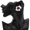 E-4725 Light Pink Enamel Acrylic Petal Flower Stud Earring Rhinestone Crystal Earrings