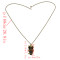 N-2553  Vintage Style Rhinestone Bronze Owl Pendant Necklace