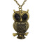 N-2553  Vintage Style Rhinestone Bronze Owl Pendant Necklace