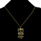 N-2553  Vintage Style Rhinestone Bronze Owl Pendant Necklace