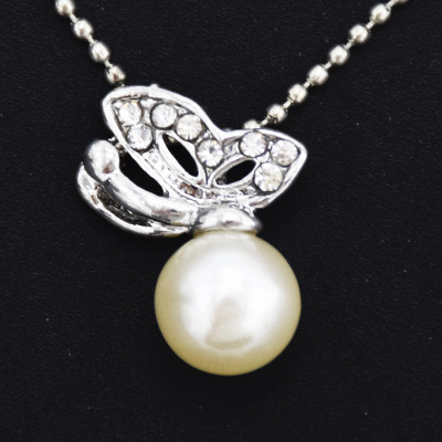 N-2583  New Fashion Silver Plated Alloy Pearl pendant necklace