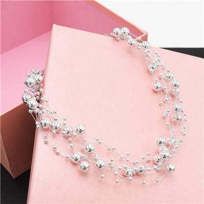 N-7079 2 Colors Silver-Glated White Beads Summer Women  Choker Necklace Jewelry Design