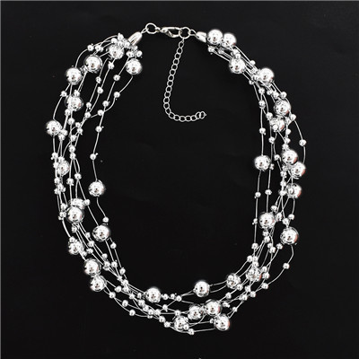 N-7079 2 Colors Silver-Glated White Beads Summer Women  Choker Necklace Jewelry Design