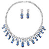 N-7051 5 Colors Elegant 3A Zircon Bride Weeding Party Necklace Earring Jewelry Set