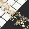F-0495 Fashion Lace Flowers Crystal Pearl Beads Silk Chain Hairband Bridal Wedding Hair Accessories Jewelry
