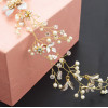 F-0495 Fashion Lace Flowers Crystal Pearl Beads Silk Chain Hairband Bridal Wedding Hair Accessories Jewelry