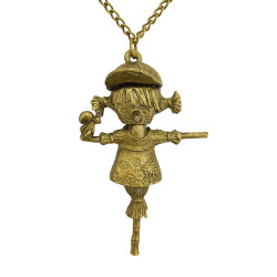 N-2852 New Bronze Girl Of Emblement Jackstraw Pendant Necklace Jewelry