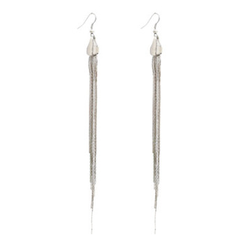 gun black/silver tone long fringe dangle earring E-0079
