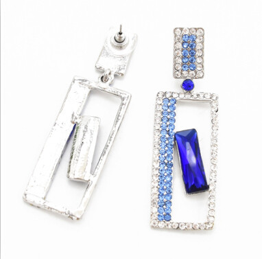 E-4732 4 colors Bohemian crystal Geometric Shape Square Pendant Drop Earrings Stud Earring Wedding Bridal Ear Jewelry