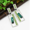 E-4732 4 colors Bohemian crystal Geometric Shape Square Pendant Drop Earrings Stud Earring Wedding Bridal Ear Jewelry