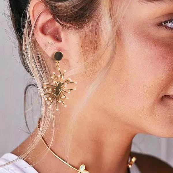 E-4730 Fashion Flower Shape Pearl Earrings Ear Studs Earring Women Party Jewelry