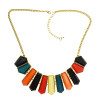 N-0759 New vintage style gold metal geometry gem tassels pendant necklace