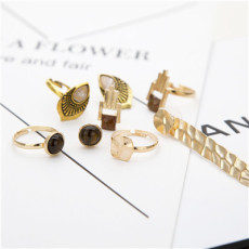 R-1498 Trendy Earring&Ring Gold Alloy Rhinestone Jewelry Set For Women