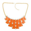N-1784 Big Rhinestone Enamel Golden Chunky Bib Geometry Pendant Necklace