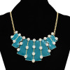N-1784 Big Rhinestone Enamel Golden Chunky Bib Geometry Pendant Necklace
