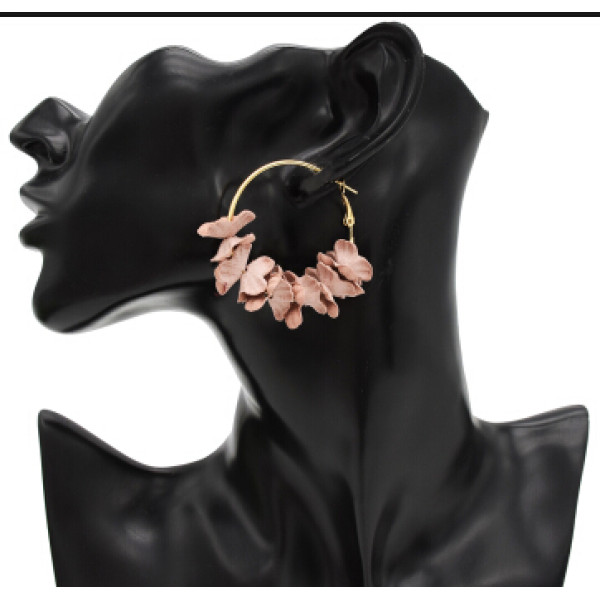 E-4740 Cute Gold Metal Flower Shape Circle Hoop Earrings for Women Boho Wedding Party Jewelry Gift
