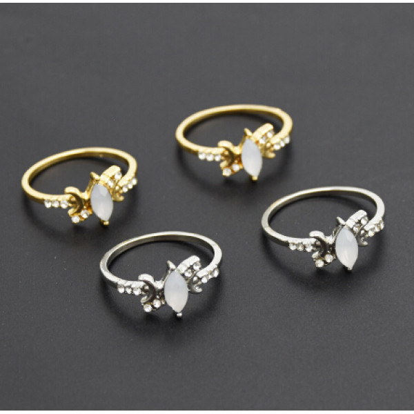 R-1499 2 Colors Bohemian Vintage Gold Silver Plated Crystal Rhinestone Finger Midi Knuckle Ring For Women Rings Jewelry