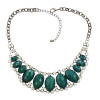 N-0568 New Coming Fashion Gun-Black Metal Resin Oval Gem Stone Zircon Choker Necklace