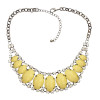 N-0568 New Coming Fashion Gun-Black Metal Resin Oval Gem Stone Zircon Choker Necklace