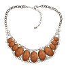 N-0568 New Coming Fashion Gun-Black Metal Resin Oval Gem Stone Zircon Choker Necklace