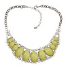 N-0568 New Coming Fashion Gun-Black Metal Resin Oval Gem Stone Zircon Choker Necklace