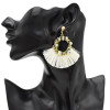 E-4748 Bohemian Statement Drop Earrings Rhinestone Thread Fringe Earring