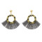 E-4748 Bohemian Statement Drop Earrings Rhinestone Thread Fringe Earring