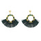 E-4748 Bohemian Statement Drop Earrings Rhinestone Thread Fringe Earring