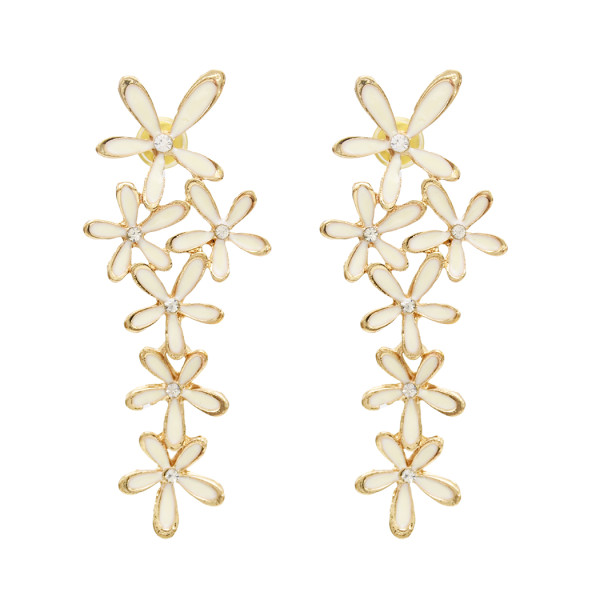 E-0120  European style Flower Crystal  Gold Plated Alloy Long Drop Stud Earring For Women Jewelry E-0124