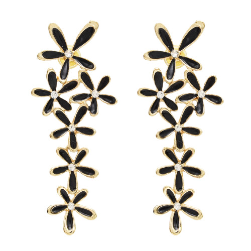 E-0120  European style Flower Crystal  Gold Plated Alloy Long Drop Stud Earring For Women Jewelry E-0124