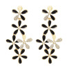 E-0120  European style Flower Crystal  Gold Plated Alloy Long Drop Stud Earring For Women Jewelry E-0124