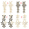 E-0120  European style Flower Crystal  Gold Plated Alloy Long Drop Stud Earring For Women Jewelry E-0124