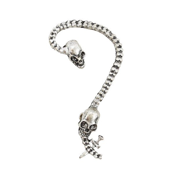 E-4743 Vintage Style Silver Bronze Skull Skeleton Head Ear Cuff