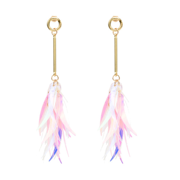 E-4745 Korean Style Fashion Jewelry Shiny Plastic Tassels Dangle Earrings Ear Stud Earrings For Women
