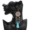 E-4746 4 Colors  Round Small Beads Alloy Tassel Drop Dangle Earrings Jewelry
