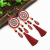 E-4746 4 Colors  Round Small Beads Alloy Tassel Drop Dangle Earrings Jewelry